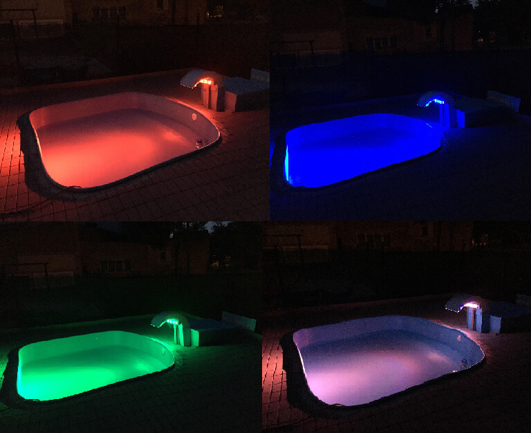 Bazének, barevné osvětlení